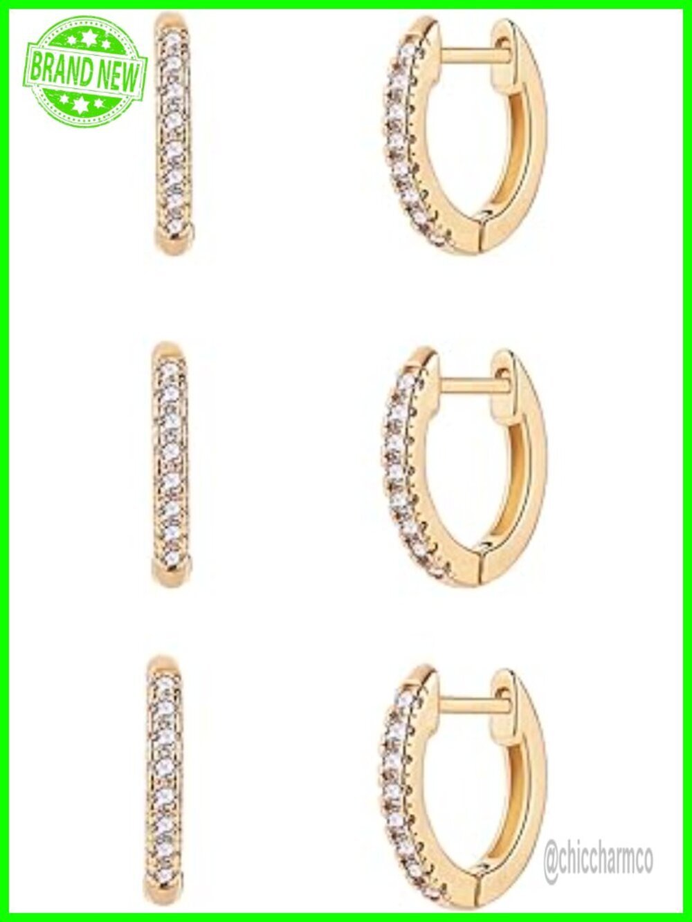 18K Gold Plated Cubic Zirconia Huggie Cuff Earrings